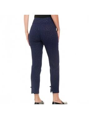 Crown & ivy Navy Patterned Cropped Ankle Pants with Back Hem Ties Size 4P